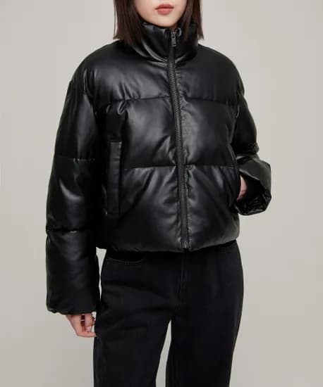 스탠다드우먼 신세틱 레더 푸퍼 숏패딩 59,740원