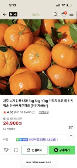 제주 노지 감귤 대과 10kg