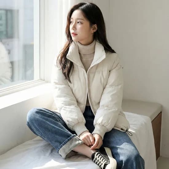 하이넥 매트립 밴딩 패딩