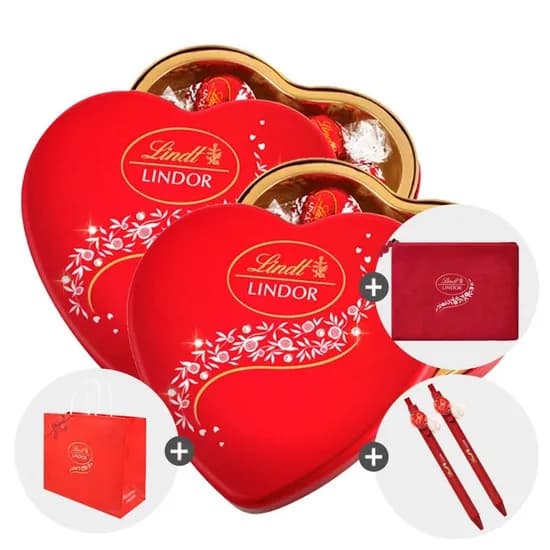 린트 초콜릿 하트틴 8p 2개 + 쇼핑백 볼펜 파우치