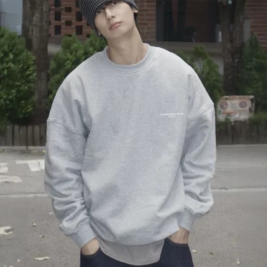 뒷 프린팅 오버핏 기모 맨투맨