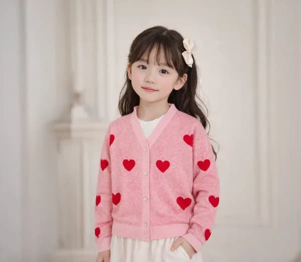 로엠걸즈 하트 스웨트 가디건