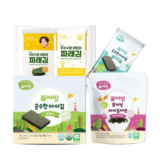 퓨어잇 유기농김 2팩+두번구운 파래김 3팩 외 다양 14,420원~