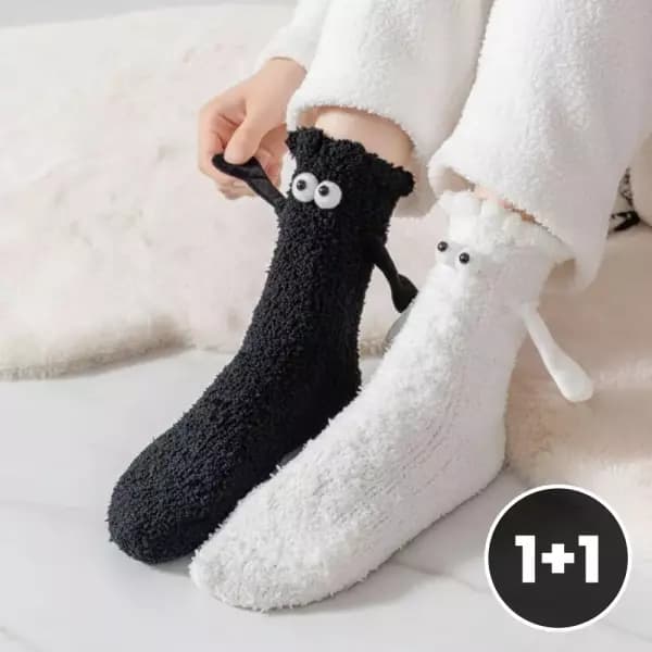 손잡는 자석 수면 양말 2켤레 커플 겨울 극세사 수족냉증 임산부 보온 롱 덧신 6,210(무배)