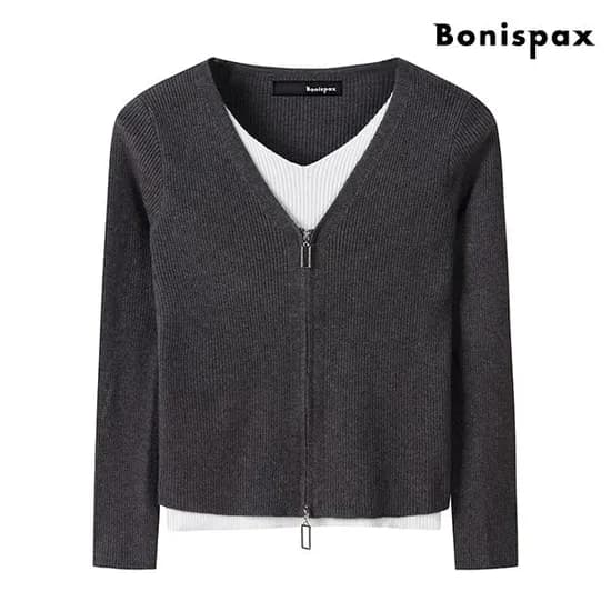 보니스팍스 페이크 레이어드 v넥 투웨이 긴팔니트 17,940원 무배