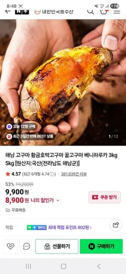 해남 고구마 황금호박고구마 베니하루카 3kg5kg 네멤무배 초핫딜