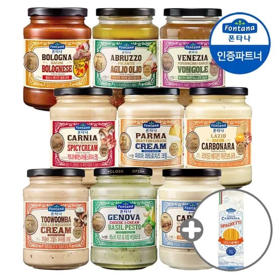 폰타나 파스타소스 9종 430g 2+2개 면500g 1개 증정 17,930원