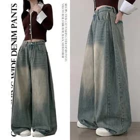 옆핀턱 캣 워싱 와이드 데님 팬츠 22,960원
