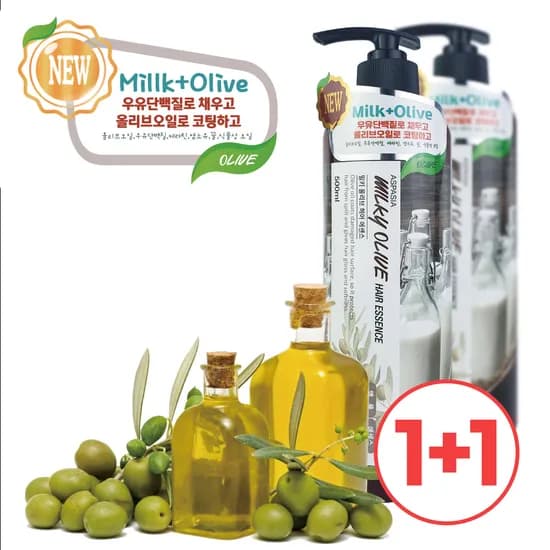 아스파시아 대용량 밀키 올리브 헤어에센스 500ml 2개세트 10,900원