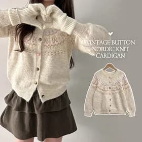 더핑크 다나 빈티지 버튼 노르딕 니트 가디건 15,840원