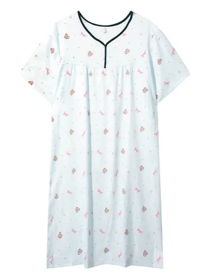 브이넥 반팔 파자마 원피스 15% 쿠폰 적용시 7,565원