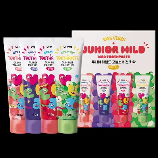 뷰카주니어 고불소치약 프루티믹스 4개입 10,900원 무배 (사전예약특가)