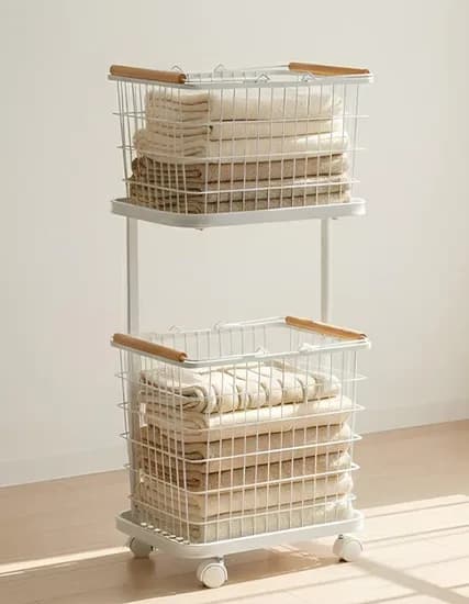 컬리. 이동식 와이어 세탁 빨래바구니 2단 화이트 26,720원