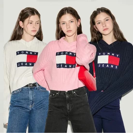 타미진스 브이넥 센터 플래그 스웨터