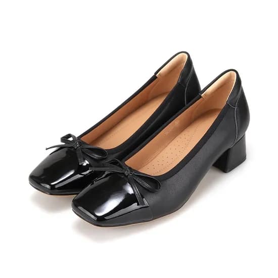 바바라 소가죽 베이직 리본 디테일 펌프스
