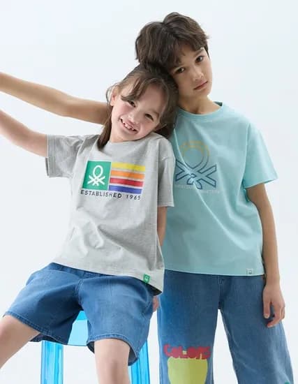 베네통키즈 공용 반팔 티셔츠