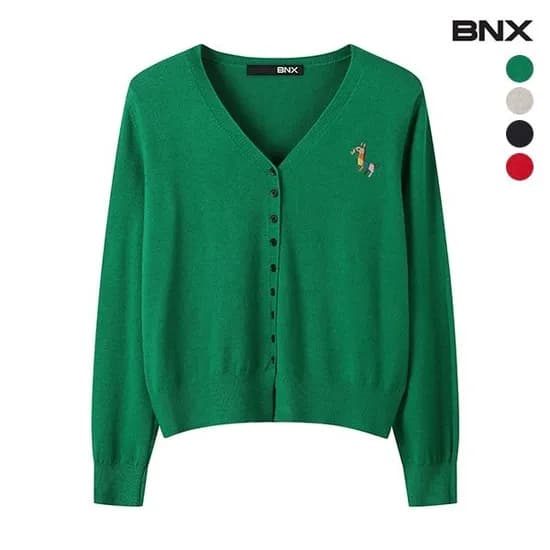 캐릭터 자수 포인트 버튼업 니트 가디건