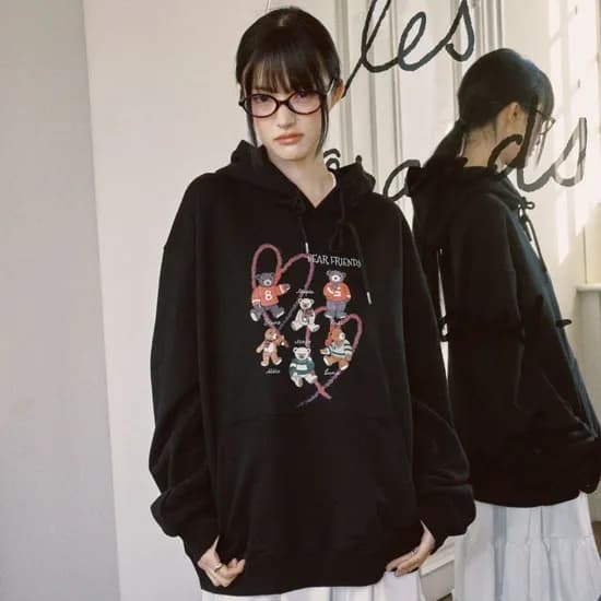 꼼파뇨 캣 스티치 피그먼트 맨투맨