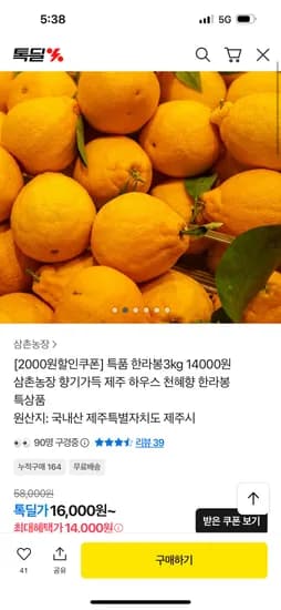 제주 하우스 한라봉 특품 중소과 3kg