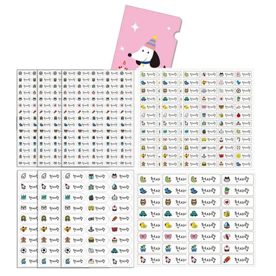 방수네임 스티커패키지 4종 498개 케이스 1개