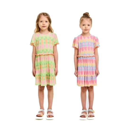 베네통키즈 레인보우 보드레 플리츠 원피스