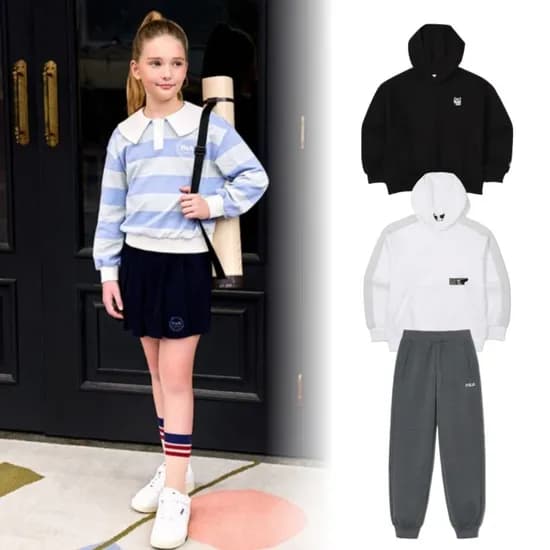 휠라키즈 봄 맨투맨 셔츠 팬츠 등 7종