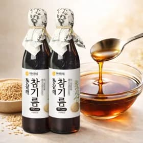 마미레 고소한 전통압착 참기름 들기름 350ml 2병