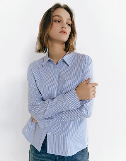 지오다노 기본 봄 셔츠 솔리드 스트라이프