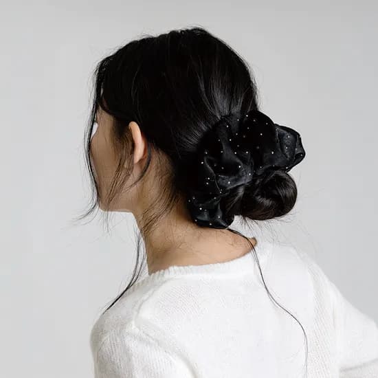 마리 믹스 헤어 포니테일 스크런치 하트 크리스탈