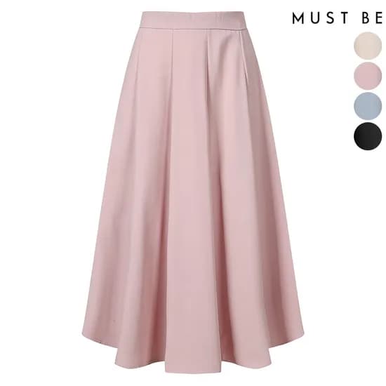 머스트비 핀턱 밴딩 스판 플레어 스커트