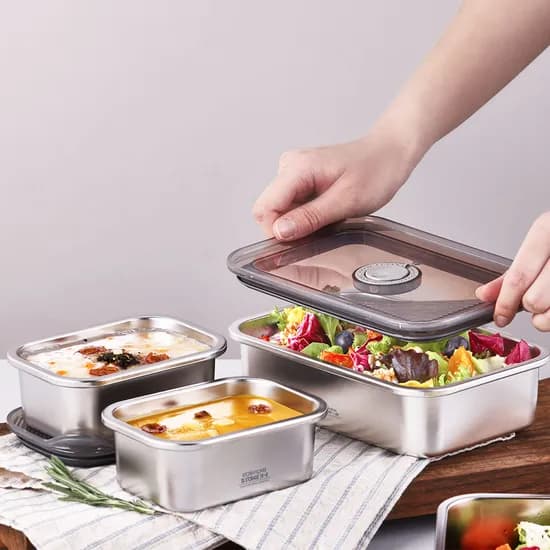 키친플라워 연마제 없는 스텐 304 밀폐용기 2개