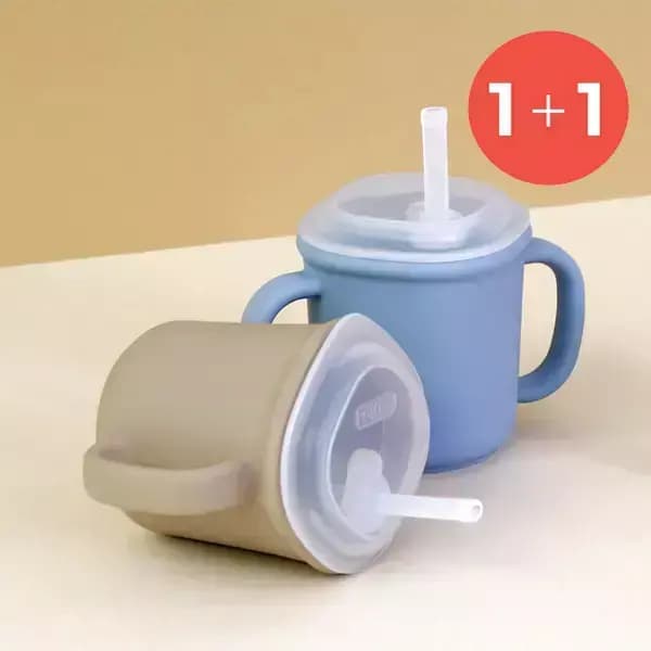 에디슨 스스로 실리콘 양손 빨대컵 1+1 오늘하루