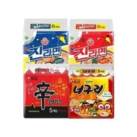 농심 신라면 5입 농심 너구리 5입 오뚜기 진라면 순한맛 5입 매운맛 5입 총 20입