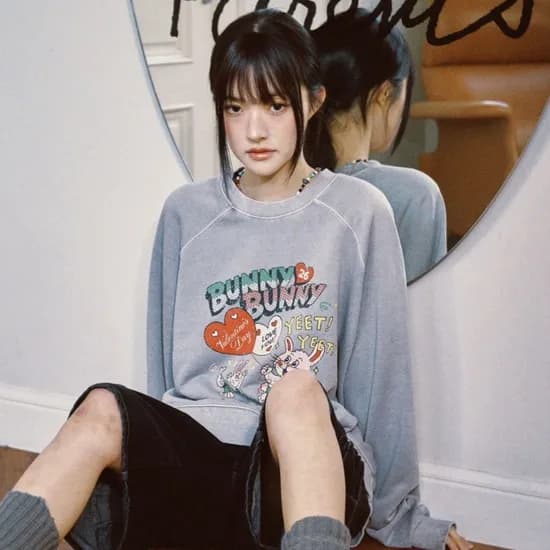 꼼파뇨 투웨이 캣스티치 피그먼트 후드집업