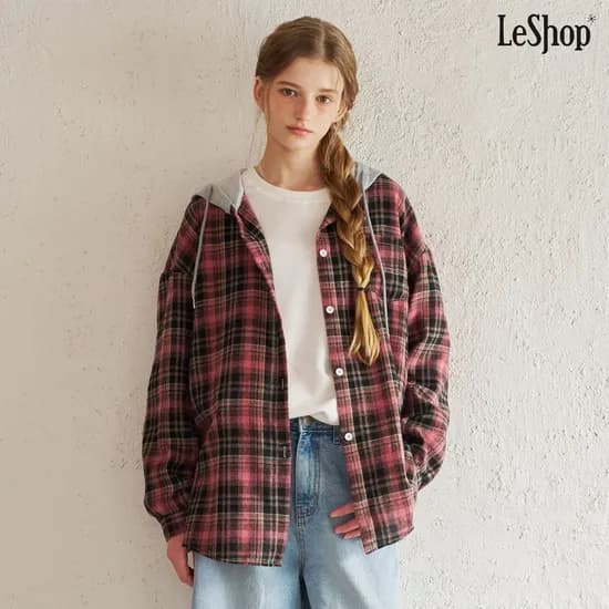 르샵 후드 빈티지 체크 셔츠