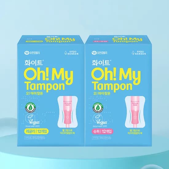 오마이탐폰 화이트 레귤러 슈퍼 12개입 2팩