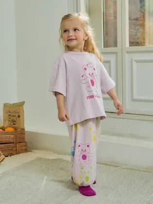 로토토베베 면모달 반팔 포인트 실내복 라이트퍼플