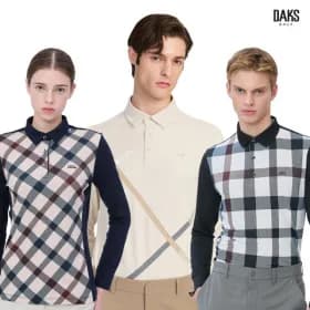 닥스골프 레터 로고 솔리드 긴팔 폴로티