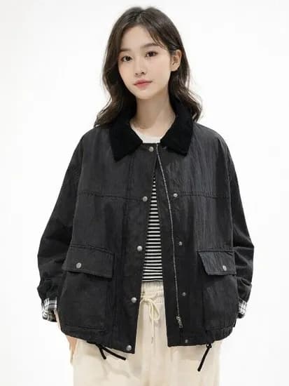 스튜디오 톰보이 소매 체크 카라 배색 점퍼 115,770원 무료