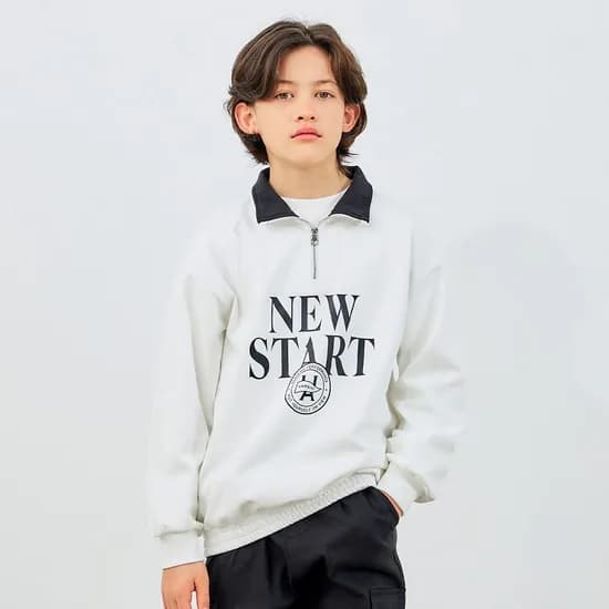 유솔 에리배색반집업 맨투맨