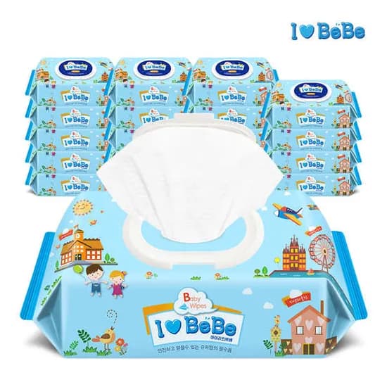 아이러브베베 블루 엠보물티슈 캡형 20팩 14,900원