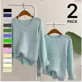 허니제이 트렘포 꽈배기 베이직 긴팔 니트티 2개
