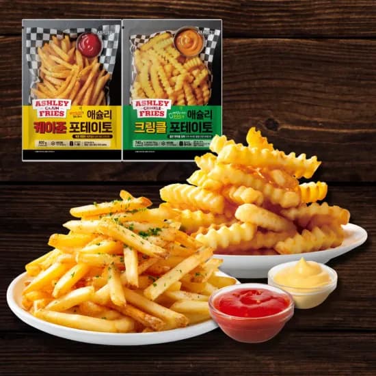 애슐리 감자튀김 세트 케이준 800g 버터갈릭 포테이토 740g