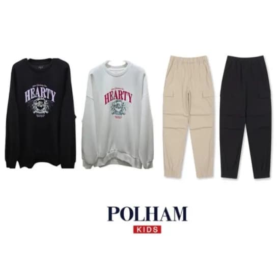 폴햄키즈 소프트 터치 맨투맨/카고 조거 팬츠 10,870원