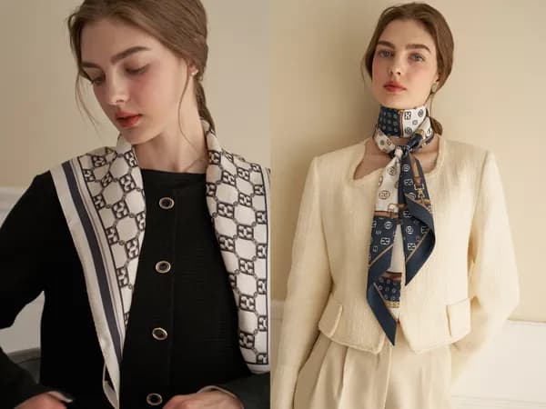 엘르 칼린 실크 스카프 스카프링 포함