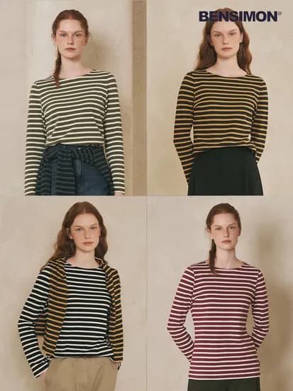 스트라이프 긴팔 티셔츠 4종 택1 11,160원 무배