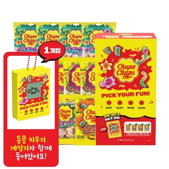 농심 츄파춥스 젤리 4종 패키지 + 동물키우기 게임기 11910원