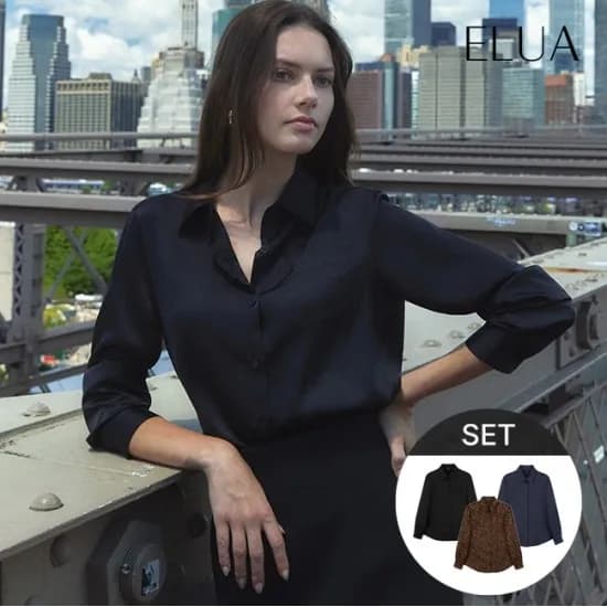 엘루아 스탠 카라 새틴 블라우스 3종세트 19,900원 무배