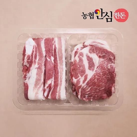 농협안심한돈 삼겹살+목살 반반팩 구이용 600g 15,550원