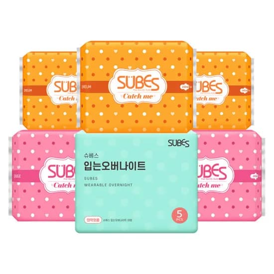 캐치미 생리대 중형3팩 + 대형2팩 + 입오버1팩 세트 11,880원(유클11,220원)